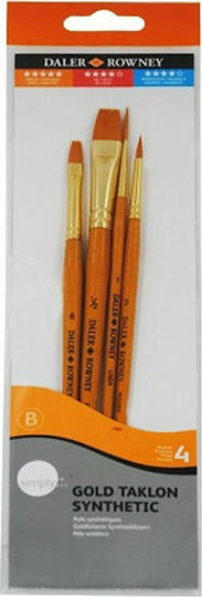 Simply Acrylic Brushes Gold Taklon Set of 4 - Short Handle #1