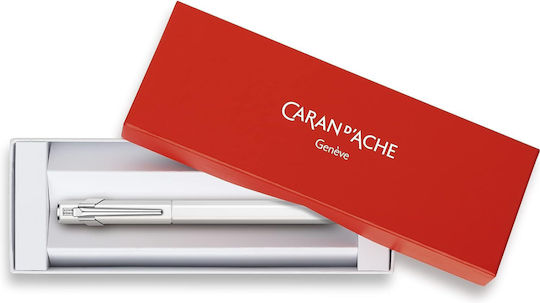 Caran D'ache Writing Pen Medium White made of Aluminum with Blue Ink