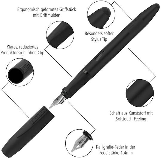 Online Füllfederhalter Mittel 1.4mm Schwarz aus Kunststoff mit schwarzer Tintenfarbe