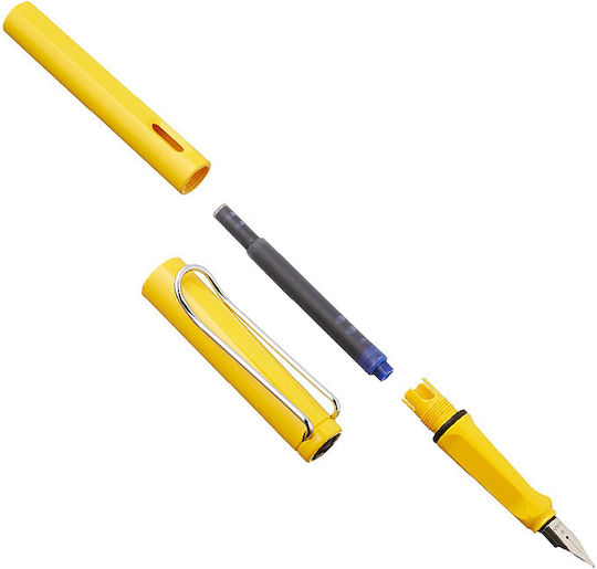 Lamy 018 Safari Πένα Γραφής Medium Κίτρινη από Πλαστικό με Μπλε Μελάνι