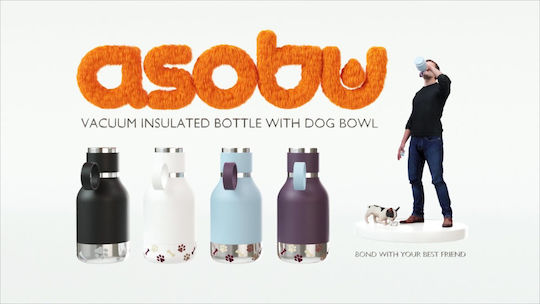Asobu SD1 Edelstahl Flasche Wasser für Hund & Katze 2x 975ml 14.6cm in Weiß Farbe