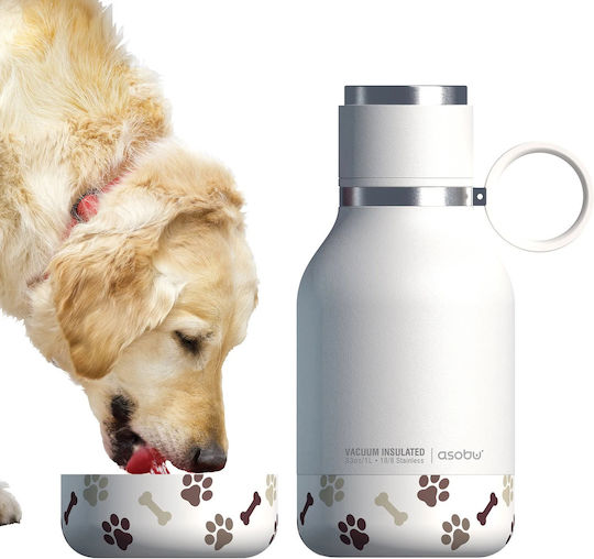 Asobu SD1 Edelstahl Flasche Wasser für Hund & Katze 2x 975ml 14.6cm in Weiß Farbe