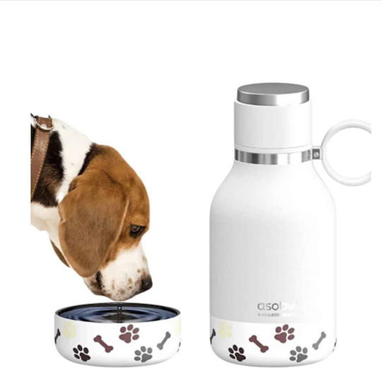 Asobu SD1 Edelstahl Flasche Wasser für Hund & Katze 2x 975ml 14.6cm in Weiß Farbe