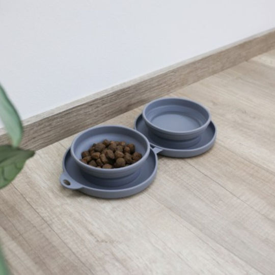 Kerbl Fold Travel Bowl Silicone Food for Dog & Cat 2x 300ml in Gray Color