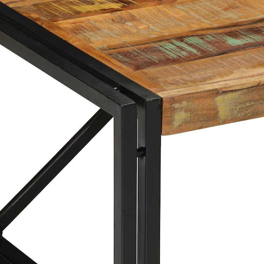 Rectangular Central Coffee Table Made of Solid Wood Multicolour M80xL80xH35cm