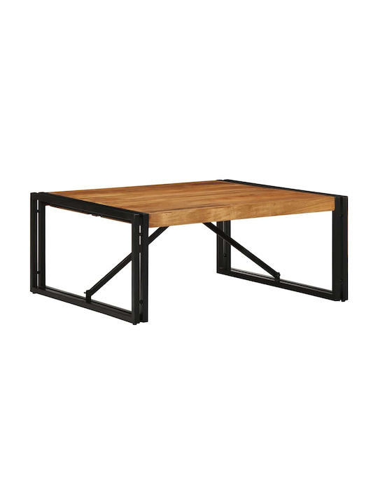 Square Central Coffee Table Made of Solid Wood Brown W80xL80xH35cm