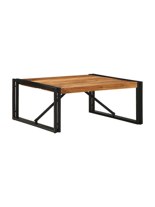 Square Central Coffee Table Made of Solid Wood Brown W80xL80xH35cm