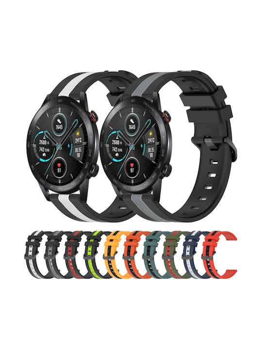 Huawei Watch GT Runner Vertical Two-Tone Silicone Watch Strap 22mm Black+Red