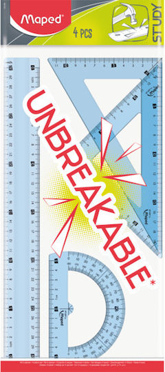 Maped Σετ 4 Γεωμετρικά Όργανα Πλαστικά Unbreakable Ροζ