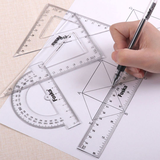 Foska Set von 4 geometrischen Instrumenten Kunststoff Transparente