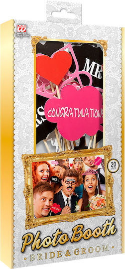 Widmann Photo Booth Prop για Party με Θέμα "Γάμος" Σετ 20τμχ 08154