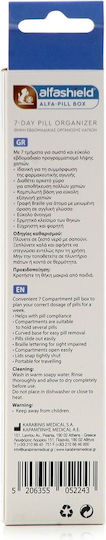 Alfashield 7-day Pill Organizer 1pc 7-Compartment Weekly Pill Organization Case