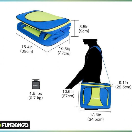 Fundango Ισοθερμική Τσάντα Ώμου 20 Λίτρων Μ34.5 x Π22.5 x Υ27εκ.