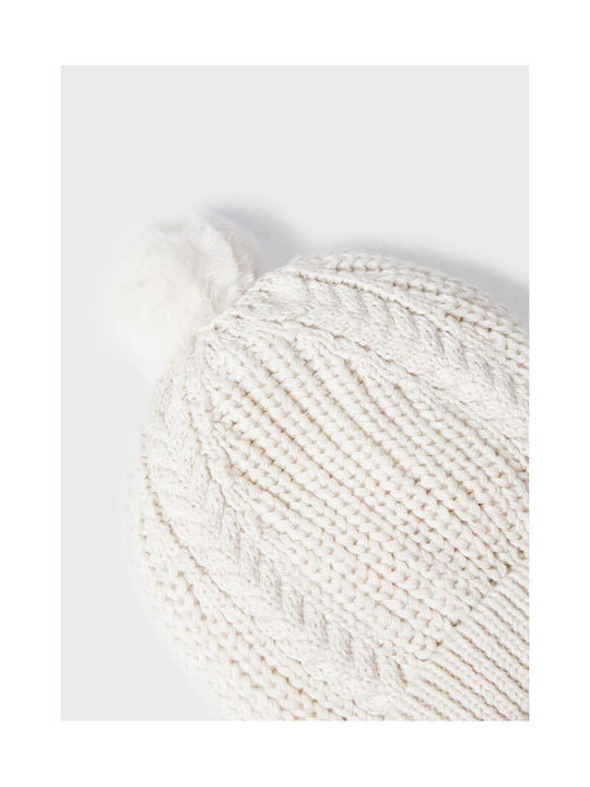 Mayoral Kids Beanie Set with Gloves Knitted White for Newborn