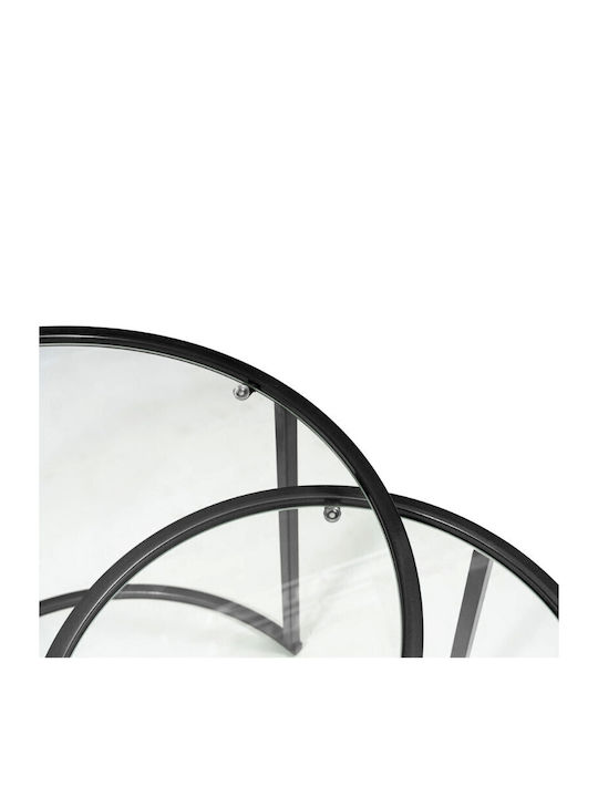 Round Zigon Set Vetro Glass Black 2 Pieces W60xL60xH43cm