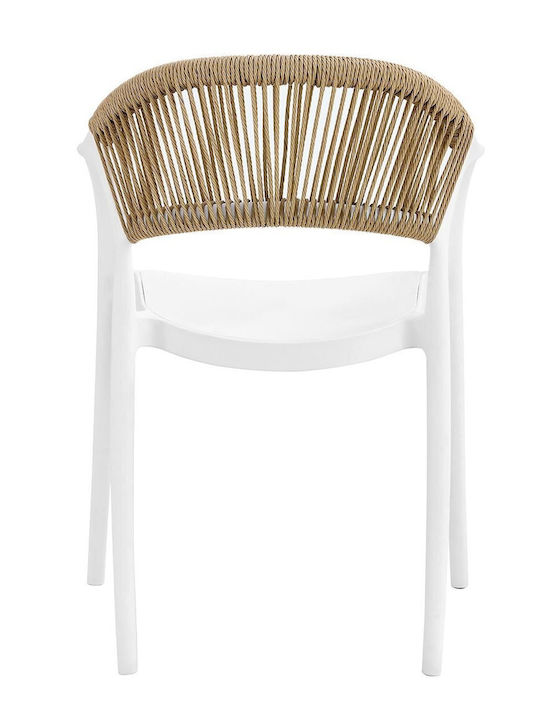 Καρέκλα Εξωτερικού Χώρου Rattan Donna Άσπρο/φυσικό 56x54x81εκ.