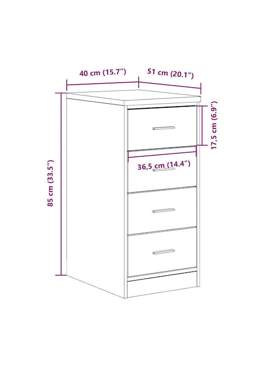 Ντουλάπι Γραφείου από Μασίφ Ξύλο Λευκό 40x51x85cm