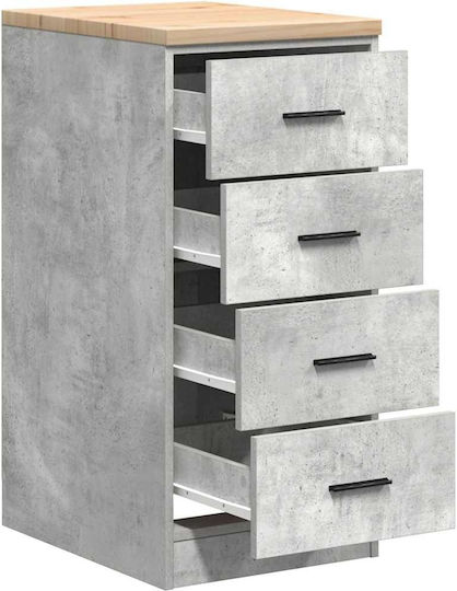 vidaXL Office Storage Drawer from Solid Wood Grey 40x51x85cm