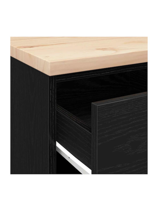 Ντουλάπι Γραφείου από Μασίφ Ξύλο Μαύρο 40x51x85cm