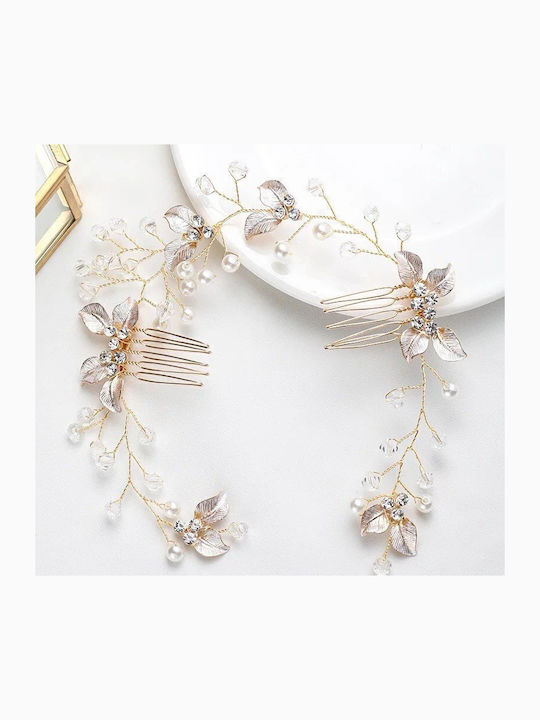 Bridal Hair Jewelry Pearls Gold Leaves Pearly Top Ba50 Hair Duty Hrd-ba50