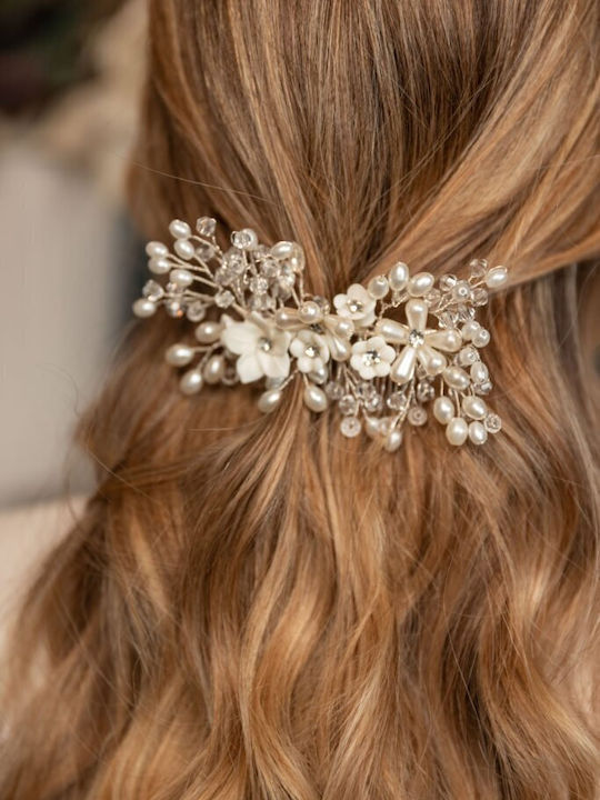 Νυφικό Χτενάκι Μαλλιών Ασημί Απόχρωση Poppy Pearl Comb Ba015 Hair Duty Hrd-ba015
