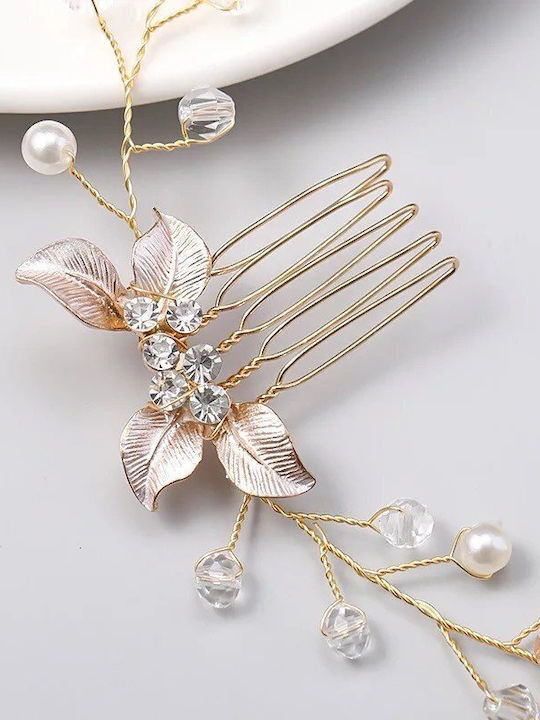 Bridal Hair Jewelry Pearls Gold Leaves Pearly Top Ba50 Hair Duty Hrd-ba50