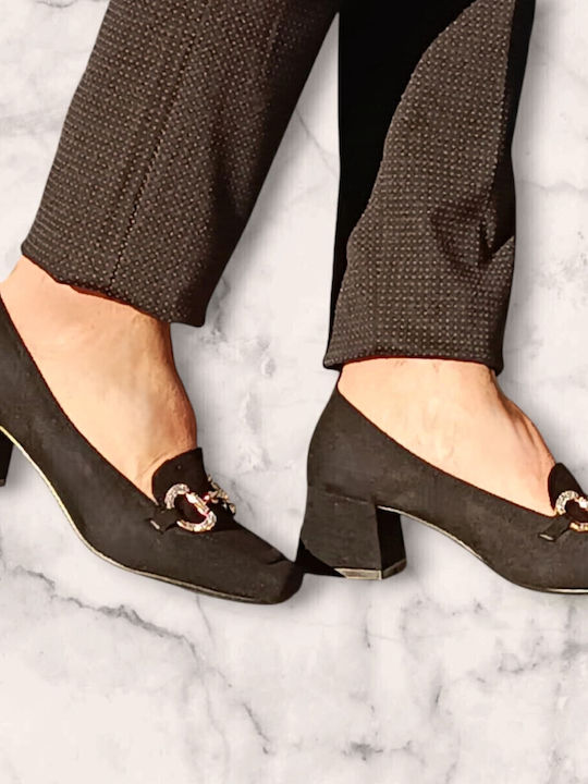 Suede Pointed Toe Black Low Heels