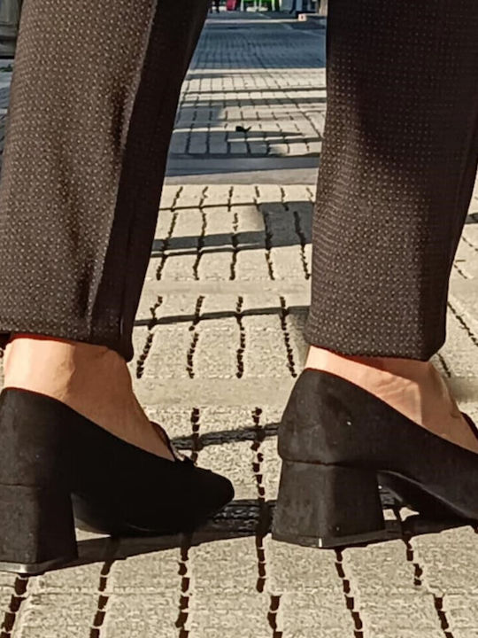 Suede Pointed Toe Black Low Heels