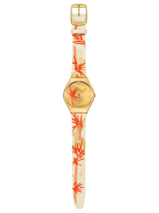Swatch Golden Women's Watch with Fabric Strap