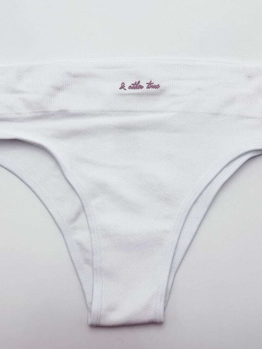 Ribbed Underwear Set Bustier High-Waisted Panty White