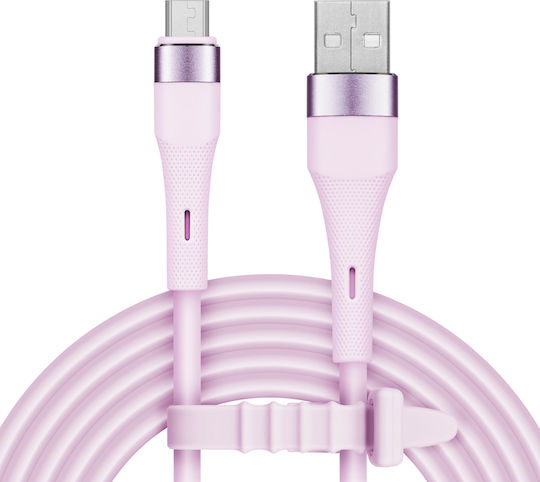 USB кабел MicroUSB 1 м розов силикон Kruger&Matz Basic
