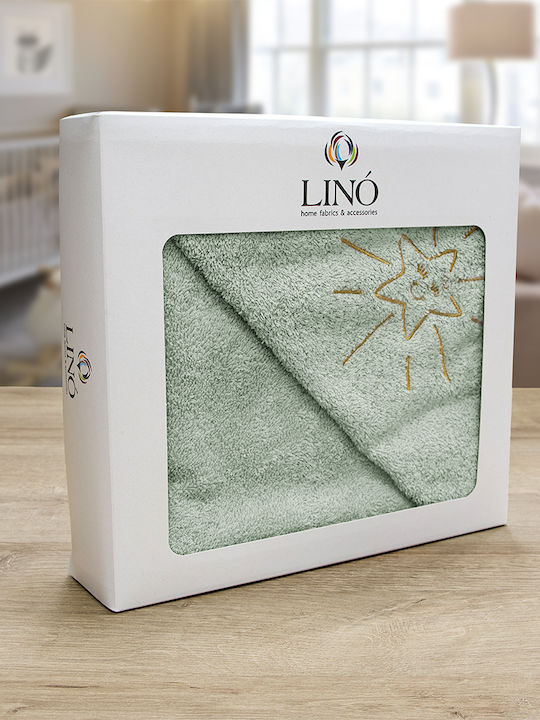 Lino Home Βρεφική Κάπα-Μπουρνούζι με Κουκούλα Smiley Mint 75x75εκ.