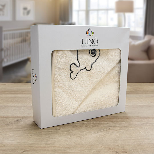 Lino Home Детска Шапка-Мехенце Худи Fish Екрю 75x75см