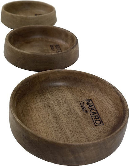 Nakaro Wood Serving Bowl Round Wooden with Diameter 22.5cm