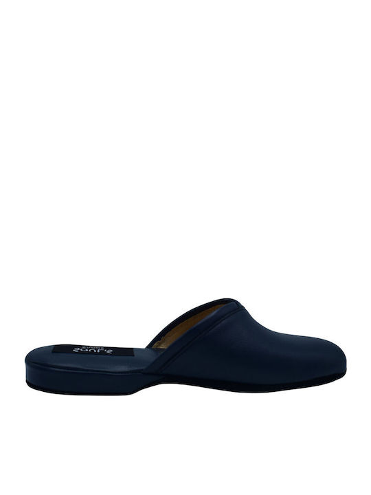 Leather Winter Women's Slippers Blue