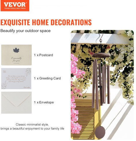 Vevor Decorative Wind Chimes Garden Metal 114.3cmx20cm 6pcs JSFLQTS45INCMP911V0