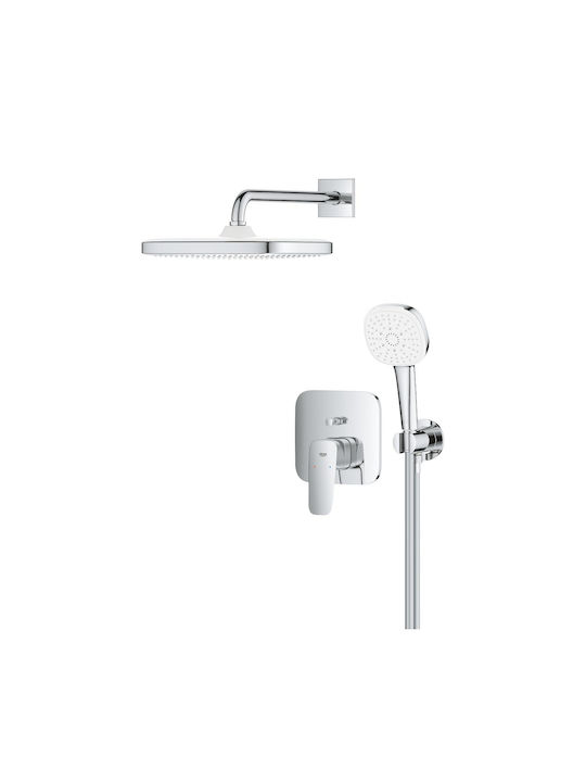 Grohe Σετ Μίκτης & Κεφαλή Ντουζ Εντοιχισμού για Ντουζιέρα 2 Εξόδων Ασημί 4067393050285