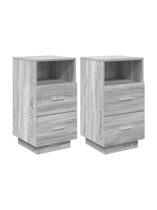 Bedside Tables 2 Pcs 2 Drawers Grey Sonoma 36x36x68 cm Grey