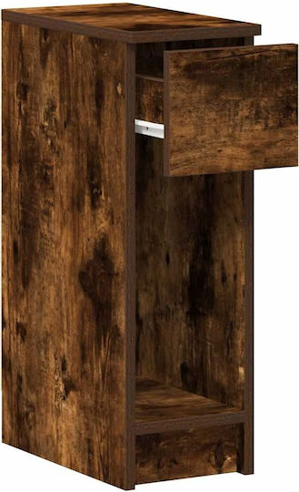 Bedside Table Drawer Smoked Oak 20x36x60 cm Brown