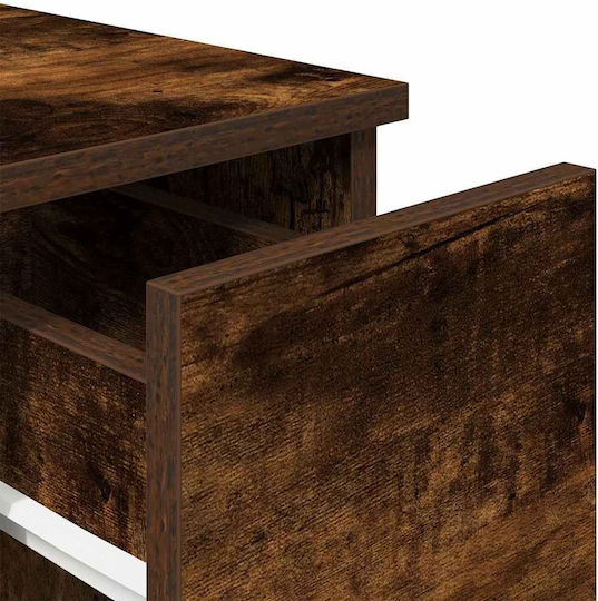 Bedside Table Drawer Smoked Oak 20x36x60 cm Brown