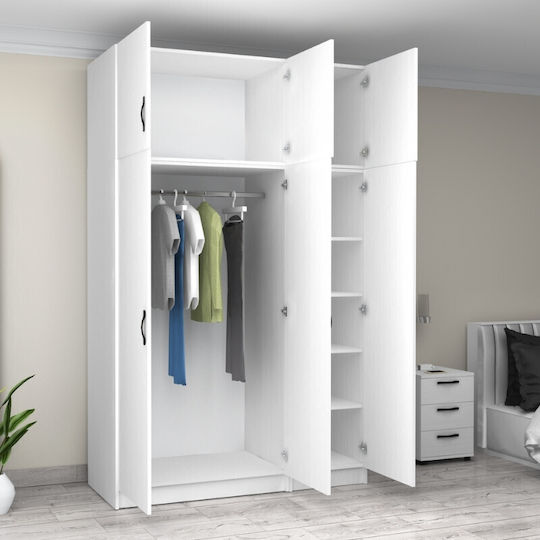 Dreifachtür Kleiderschrank Victoria mit Aufsatz White 150x60x240cm