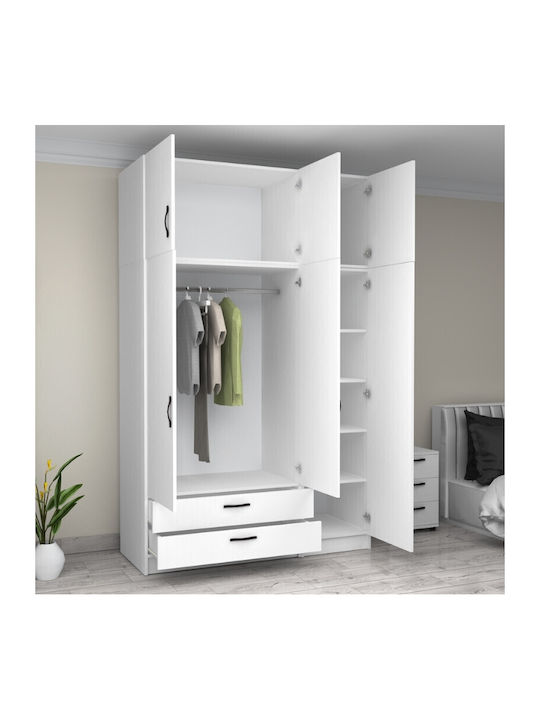 Ușă triplă Dulap de Haine Victoria cu Spațiu de Depozitare Alb 150x60x240cm