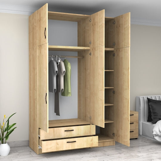 Triple Door Wardrobe Victoria with Loft Natural Beech 150x60x240cm