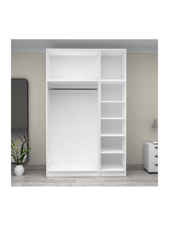 Victoria Τρίφυλλη Ντουλάπα με Πατάρι Λευκό 150x60x240cm