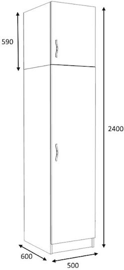 Ușă simplă Dulap de Haine Victoria cu Spațiu de Depozitare Nuci 50x60x240cm