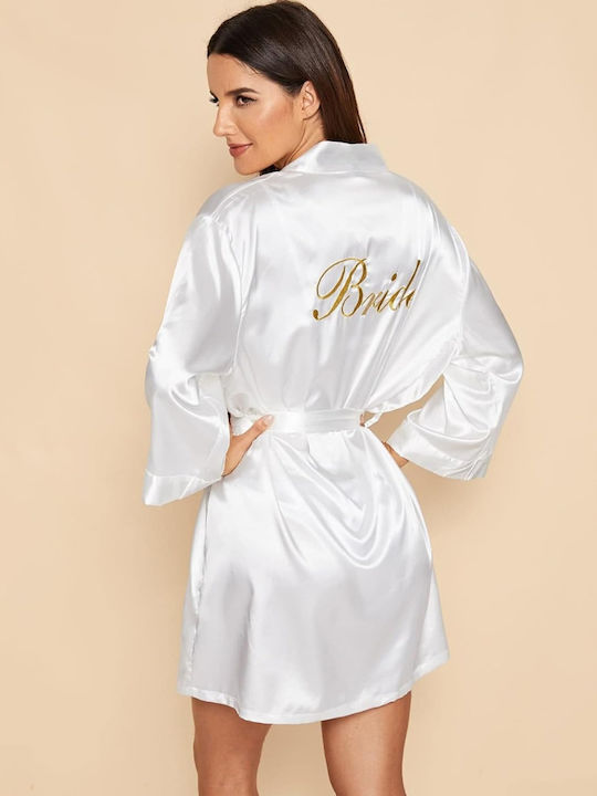 La Lolita Amsterdam Women's Satin Robe with Nightdress White Bride