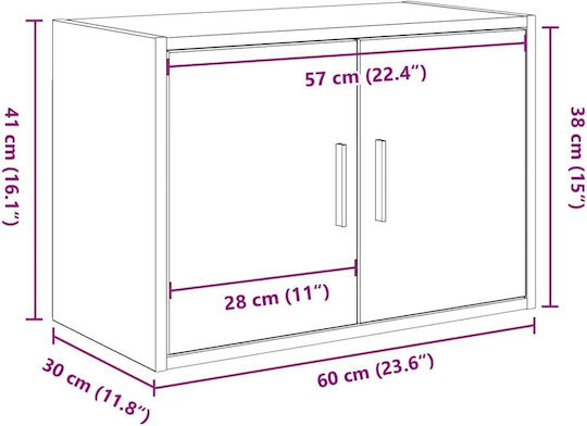 Висулка Шкаф За Дневна От ПДЧ Кафяв 60x30x41см