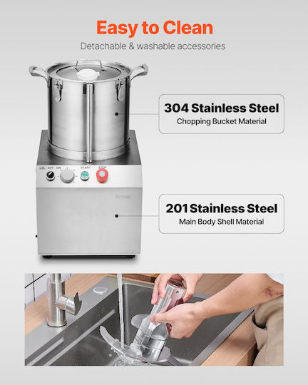 Vevor Food Processor & Vegetable Blender 15L Stainless Steel Food Grade