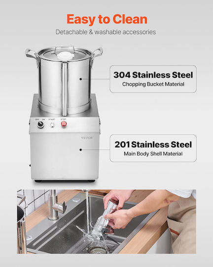 Vevor Food Processor & Vegetable Blender 10L Food Grade Stainless Steel