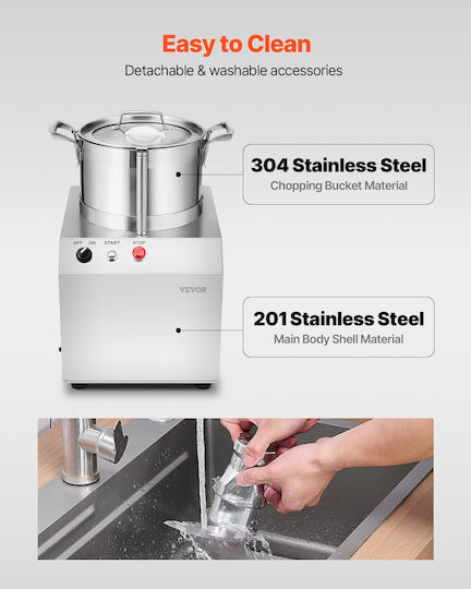 Vevor Food Processor & Vegetable Blender 6L Stainless Steel Food Grade